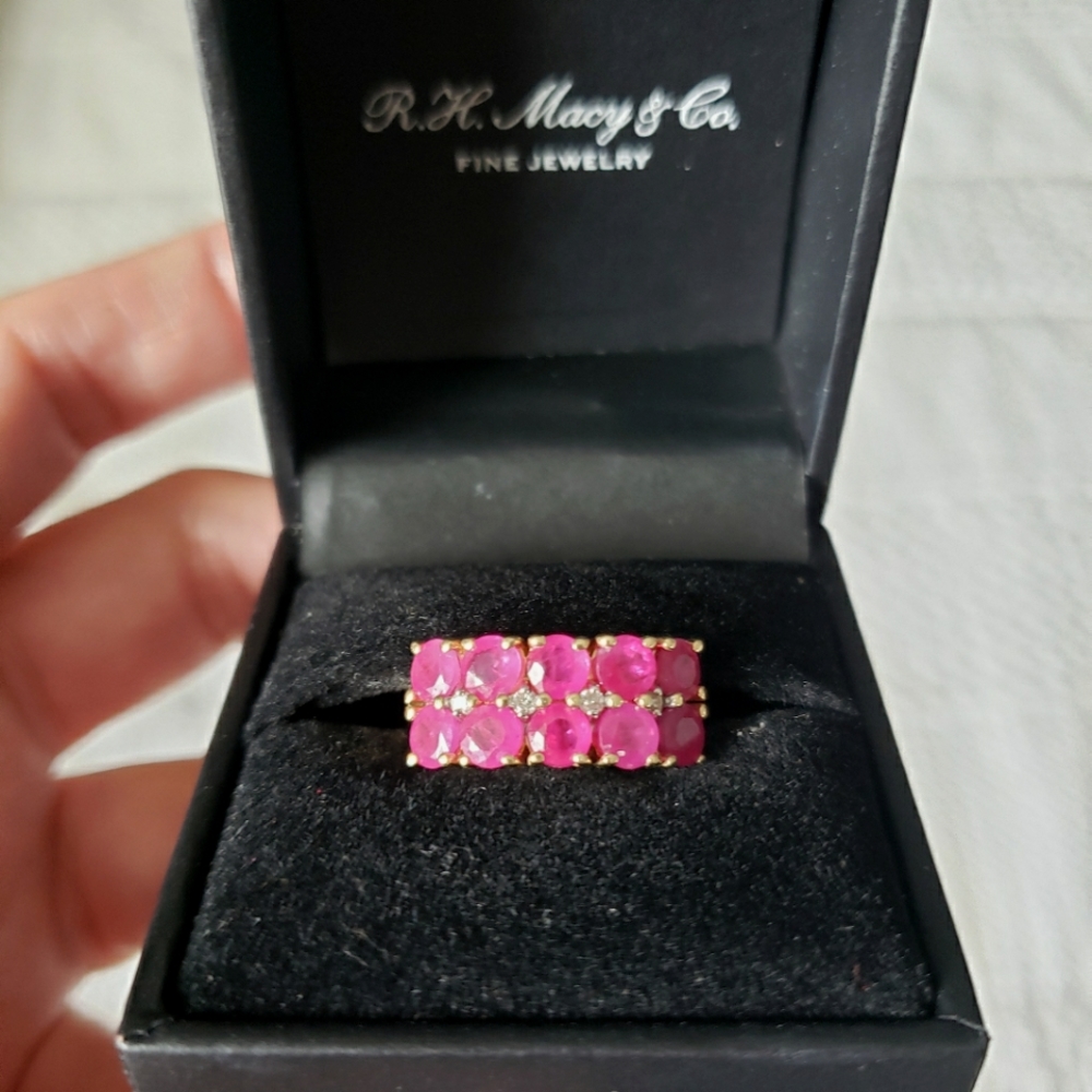 14k Gold Gemstone Ruby Diamond Ring